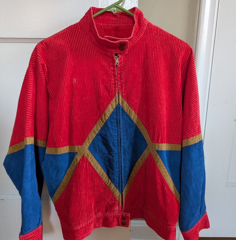 Vintage Red and Blue Corduroy Jacket Women's Size M